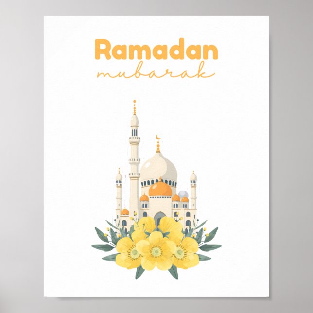 Ramadan Mubarak Mosque Wall Print Poster (Framsidan)