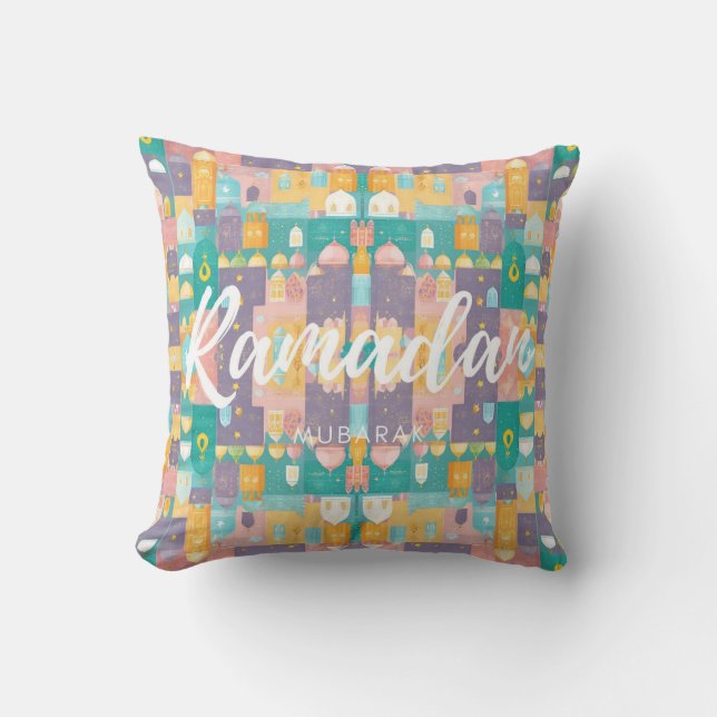 Ramadan Mubarak Pastel Färg Cushion Kudde (Framsida)
