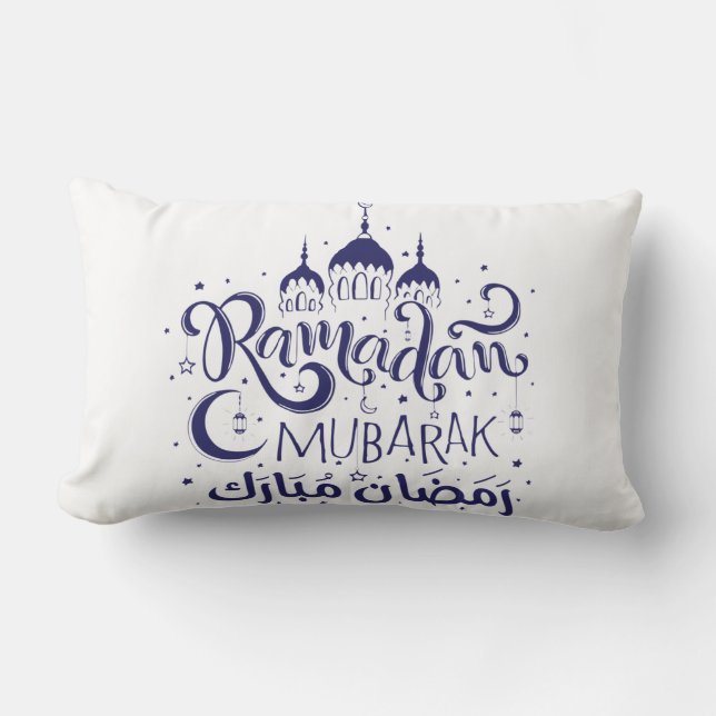 Ramadan Mubarak Pillow BLueNight MoonLight Pillow Lumbarkudde (Framsida)