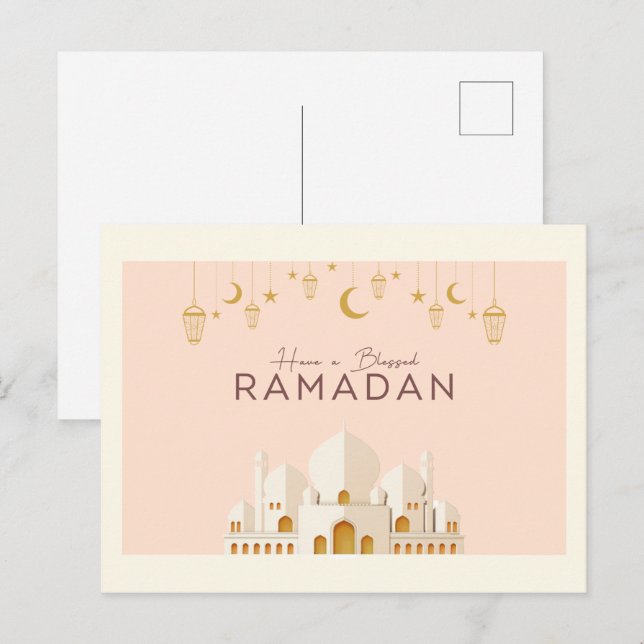 Ramadan Mubarak | Ramadan Kareem Högtidlig Postkor Vykort (Fram/baksida)