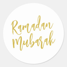 Ramadan Mubarak Simple Guld Font Minimalist Runt Klistermärke