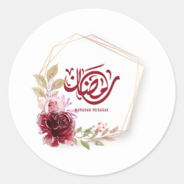 Ramadan Mubarak Watercolor Blommigt Runt Klistermärke