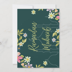 Ramadan mubark-grönt och blomsterkort julkort