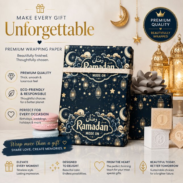 Ramadan presentpapper med måne och lyktor (Skapare uppladdad)
