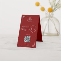 Ramadan QR-kod Bordställ Kort | Röd Iftar Meny S