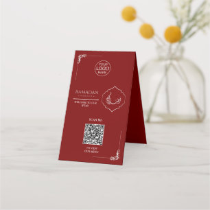 Ramadan QR-kod Bordställ Kort Röd Iftar Meny S