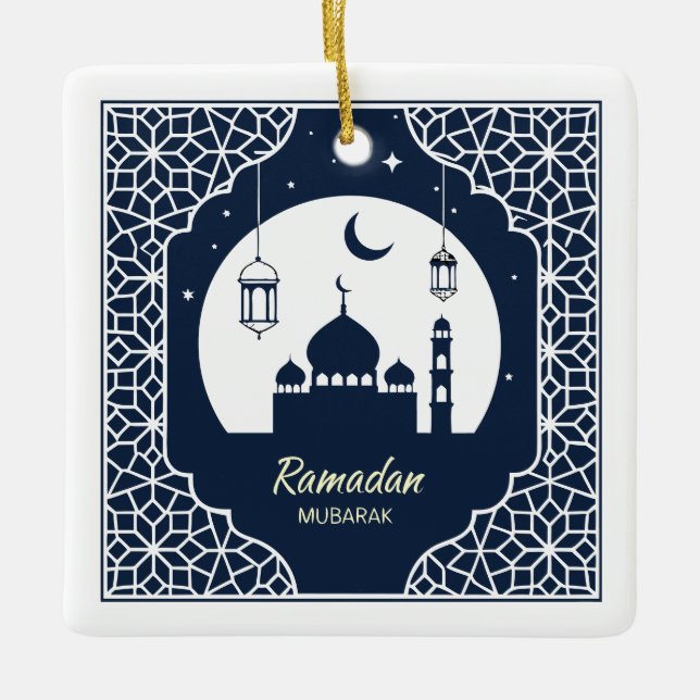 ✨ Ramadan Serenity Decorative Art - Celestial Julgransprydnad Keramik (Framsida)
