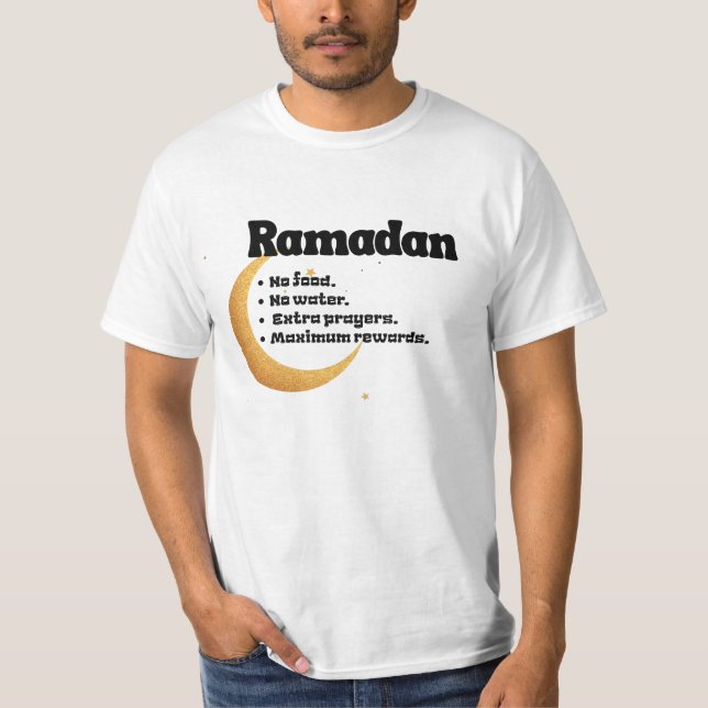 Ramadan Substantiv Ingen Mat Stora Belöningar T Shirt (Framsida)
