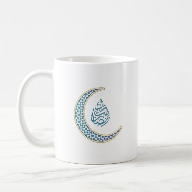 Ramadhan Mubarak på arabiska Crescent Måne Kaffemugg (Vänster)