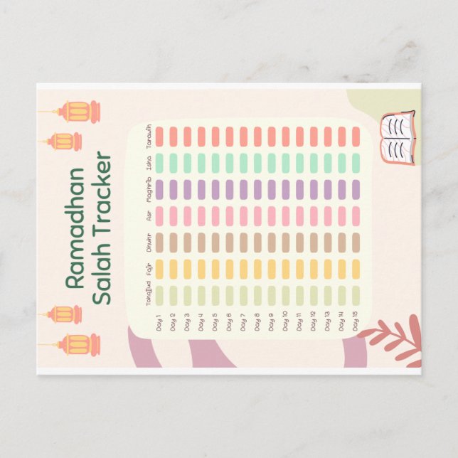 Ramadhan Salah Tracker-vykort Inbjudan Vykort (Framsida)