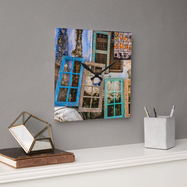 Ramar i färgat fönster fyrkantig klocka (Kontor)