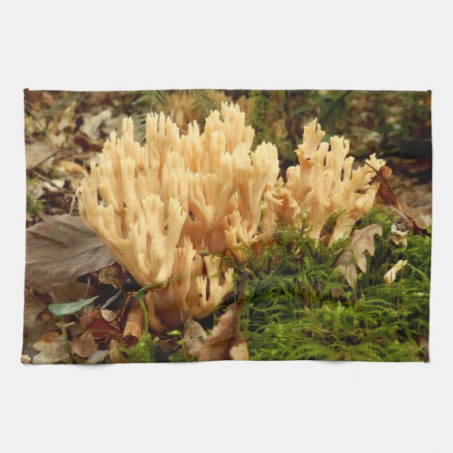 Ramaria stricta Fungi Tea Towel Kökshandduk (Horisontell)