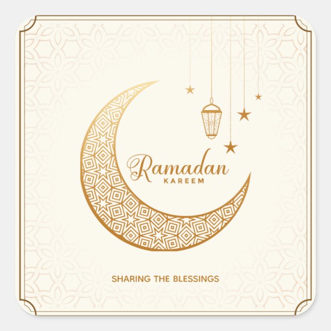 Ramazan | Ramadan Kareen Fyrkantigt Klistermärke (Framsida)