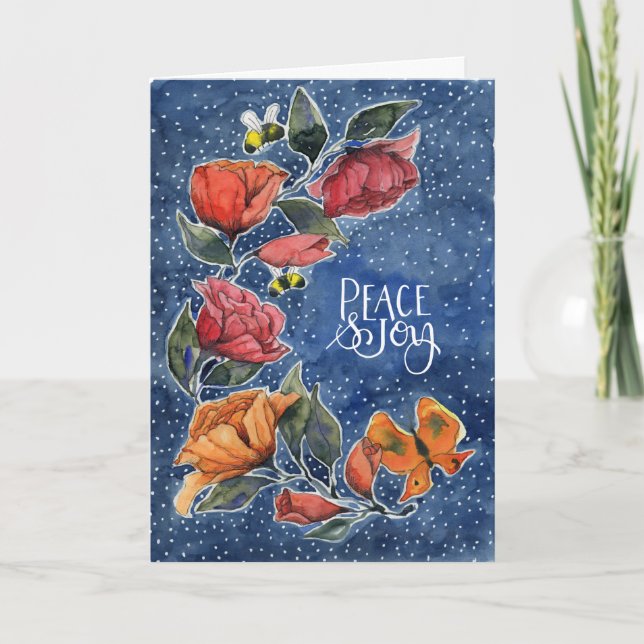 Rambling Ro Blue Peace and Joy Card Helgkort (Framsida)