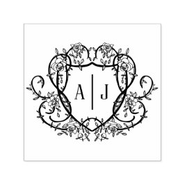Rambling Rose Monogram Crest Engelsk Trädgård Självfärgande Stämpel