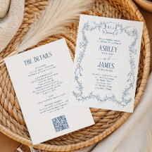 Rambling Rose Ståblå Monogramm Krönings Bröllop