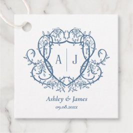 Rambling Rose Steel Blue Monogram Kröningsvigselha Gåvor Etiketter