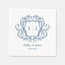 Rambling Rose Steel Blue Monogram Kröningsvigselha