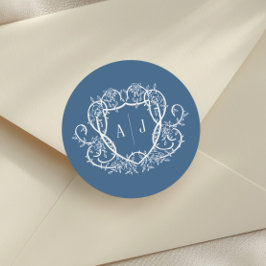 Rambling Rose Steel Blue Monogramm Klistermärke Br