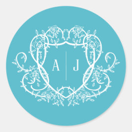 Rambling Rose Turkos Monogramm Märke Bröllop