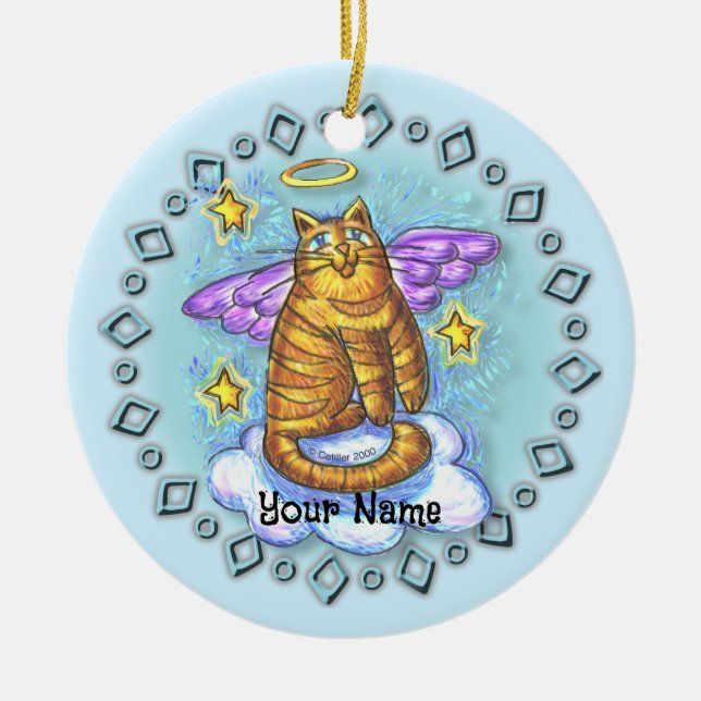 Rambo Kitty Cat Angel-ornament Julgransprydnad Keramik (Framsidan)