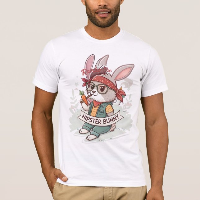 Rambo the Hipster Bunny T Shirt (Framsida)