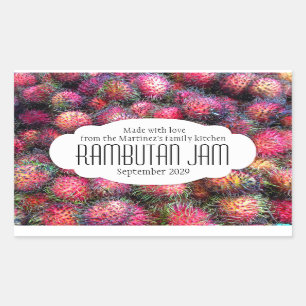 Rambutan bevarar sylt eller etikett för livsmedels