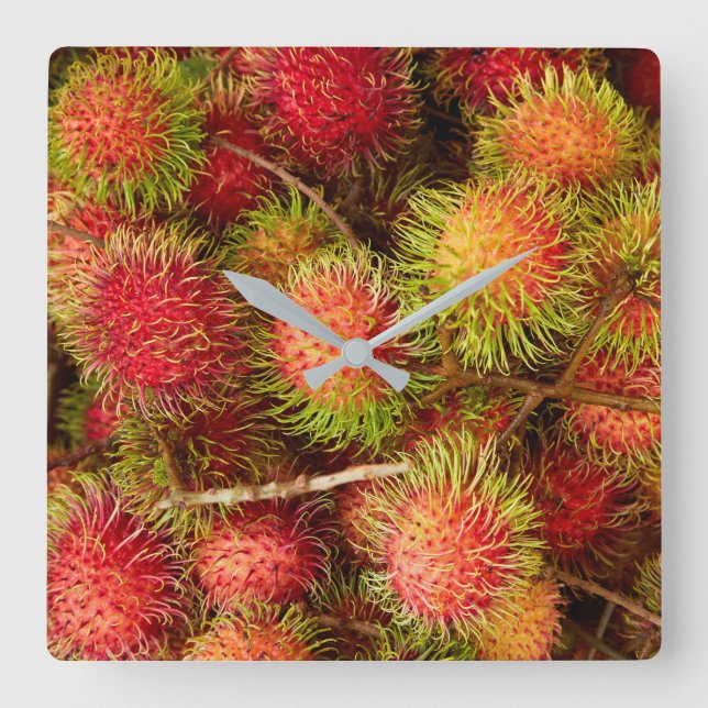 Rambutan Frukt på Can Duoc-marknaden Fyrkantig Klocka (Framsida)