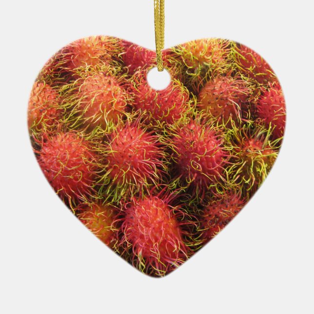 Rambutan Tropical Fruit Julgransprydnad Keramik (Framsidan)