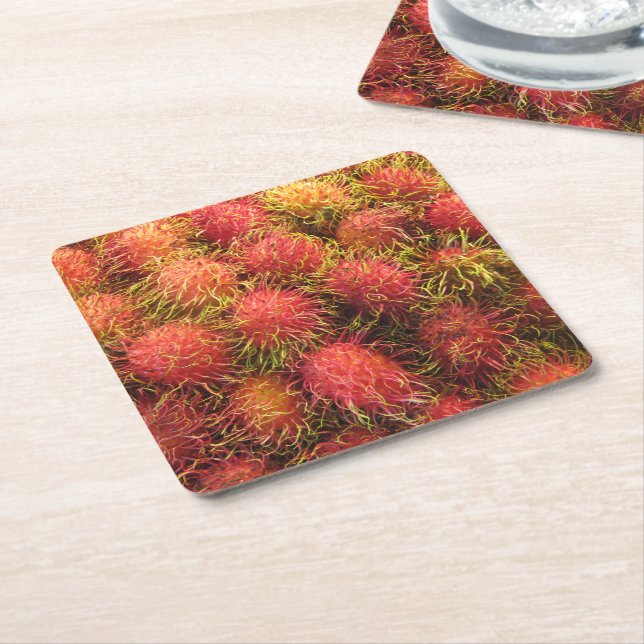 Rambutan Tropical Fruit Underlägg Papper Kvadrat (Vinklad)