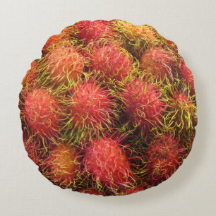 Rambutan Tropisk Frukt Rund Kudde