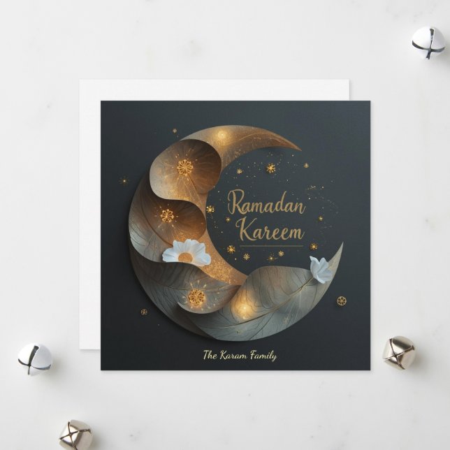 Ramdan Kareem Personalized  Hilal Elegant Card Julkort (Fram/Back In Situ)