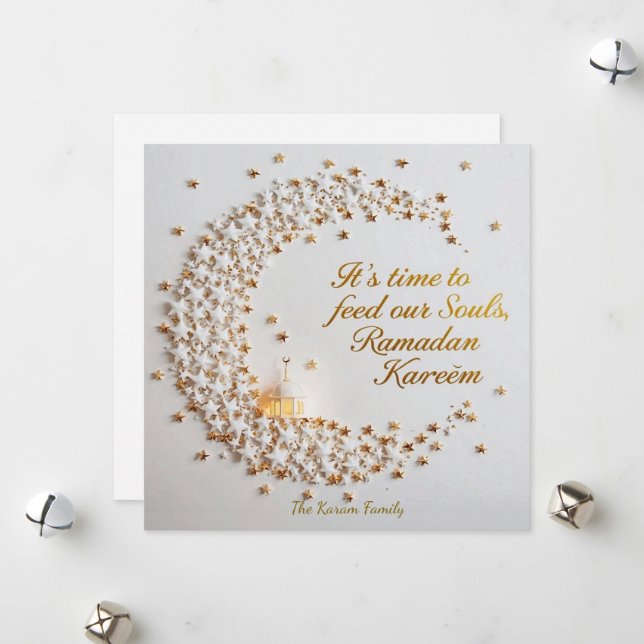 Ramdan Kareem Personalized Holiday  Hilal Card Julkort (Fram/Back In Situ)