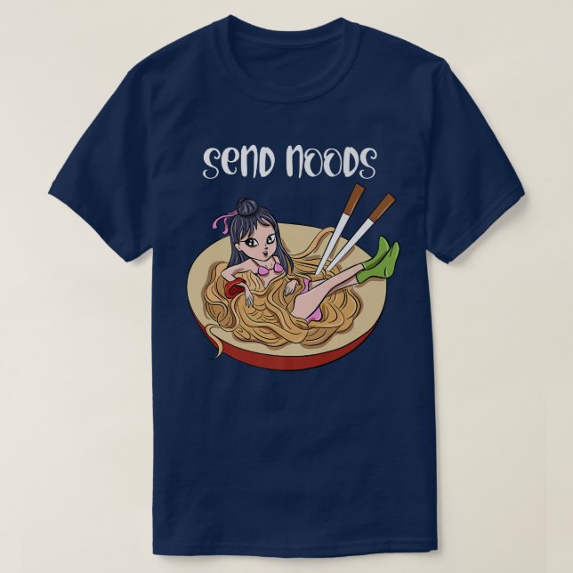 Ramen Älskare Funny S Girl Inside Bowl Skicka nood T Shirt (Design framsida)