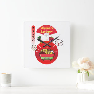 RAMEN ÄLSKARE KAWAII STIL FYRKANTIG KLOCKA