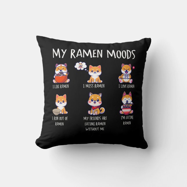Ramen Älskare Shiba Inu Hund Japanska Noodles Rame Kudde (Framsida)