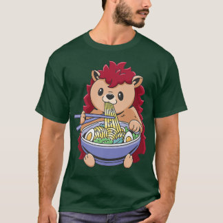 Ramen Animals Hedgehog Noodles Älskare Gifts Japan T Shirt