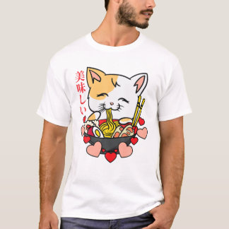 Ramen - Anime Cat - Manga Japansk Culture Art Blu T Shirt