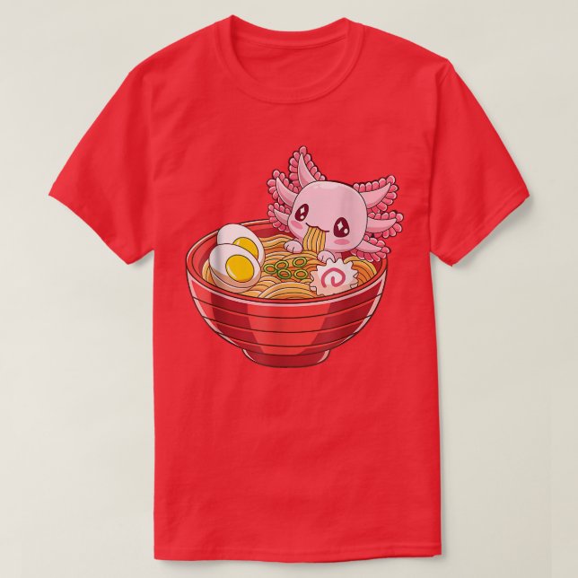 Ramen Aolotl Kawaii Anime Jape Food Gift Girls T Shirt (Design framsida)