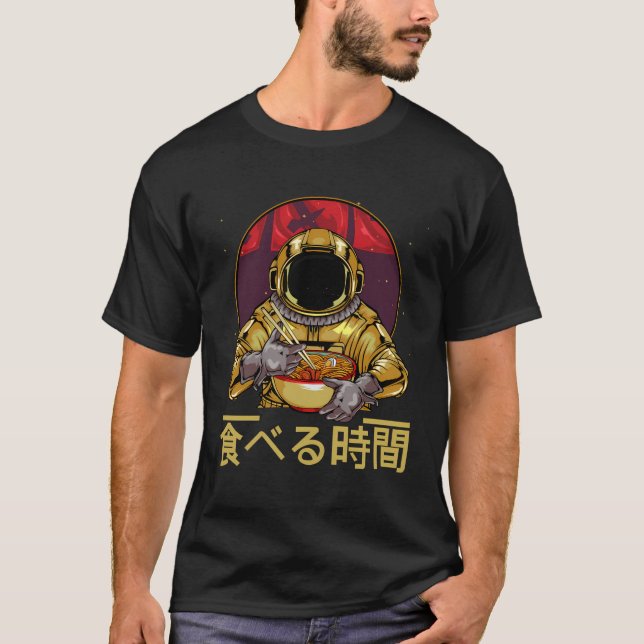 Ramen Astronaut Soba Udon Bowl Anime Manga Noodle T Shirt (Framsida)
