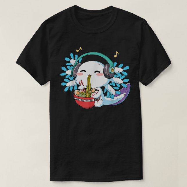 Ramen Axolotl Japanese Noodles Anime Otaku Nu Goth T Shirt (Design framsida)