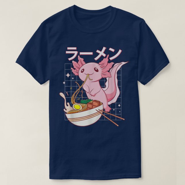 Ramen Axolotl Kawaii Anime Jape Food För manar T Shirt (Design framsida)