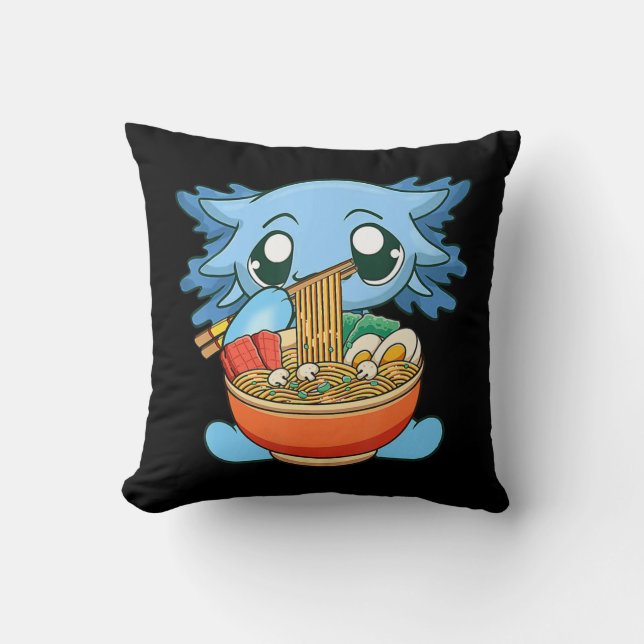 Ramen Axolotl Kawaii Anime Jape Food Gift Girl Kudde (Framsida)