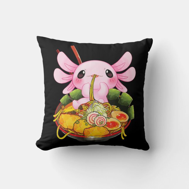 Ramen Axolotl Kawaii Anime Jape Food Gift Girl Kudde (Framsida)