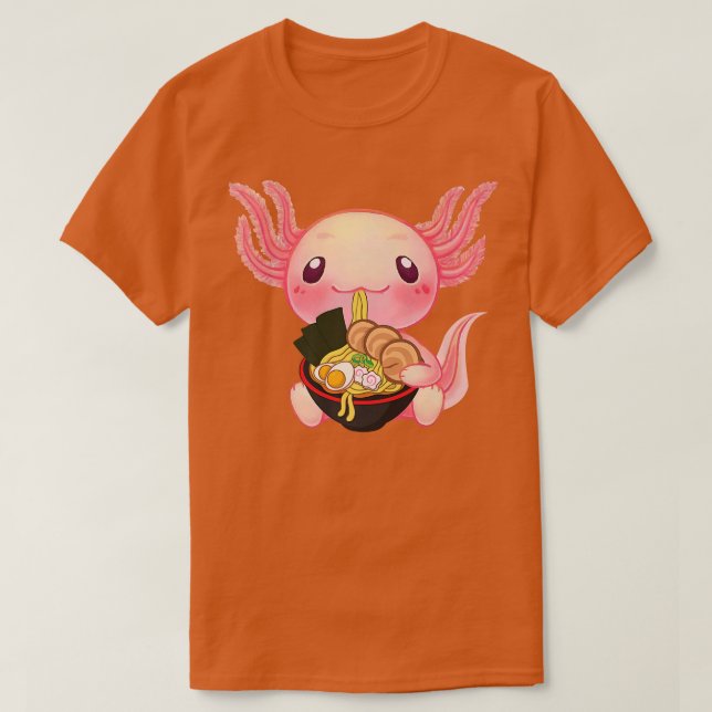 Ramen Axolotl Kawaii Anime Jape Food Gift Tonåring T Shirt (Design framsida)