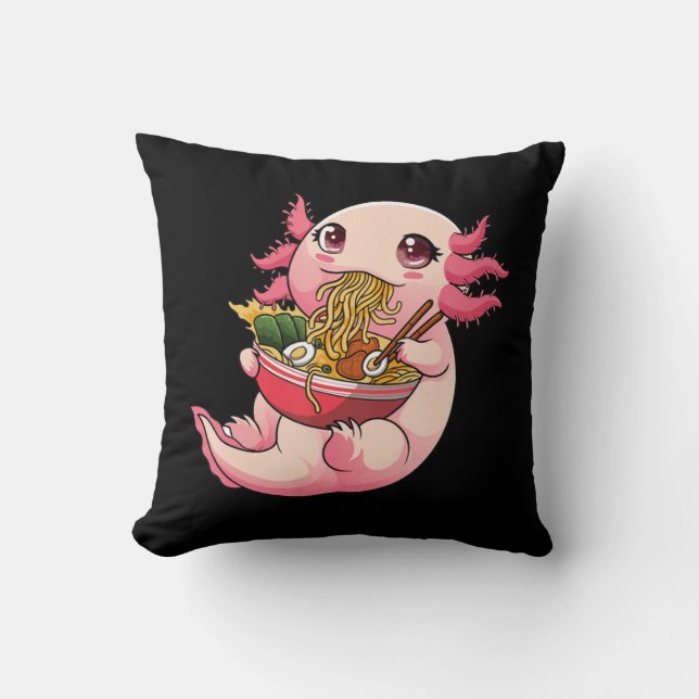 Ramen Axolotl Kawaii Anime Jape Food Girls Tee Kudde (Framsida)