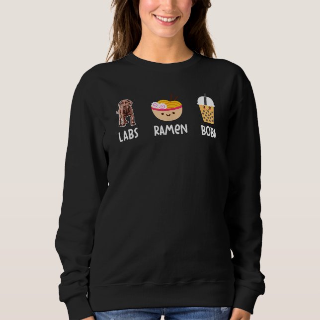 Ramen Boba Bubble Tea Labs Älskare Chocolate Lab M T Shirt (Framsida)