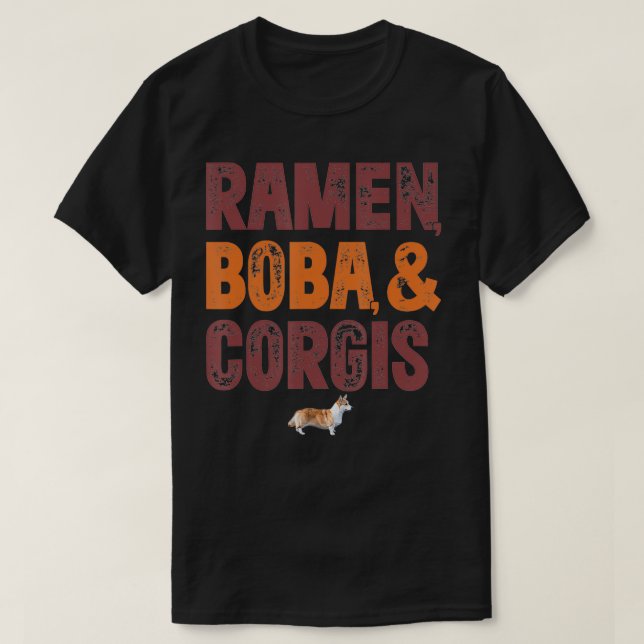 Ramen Boba och Corgi T Shirt (Design framsida)