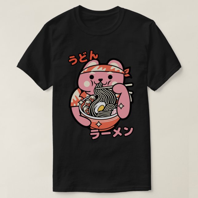 Ramen Bowl Instant Ramen With Kawaii Character 2   T Shirt (Design framsida)