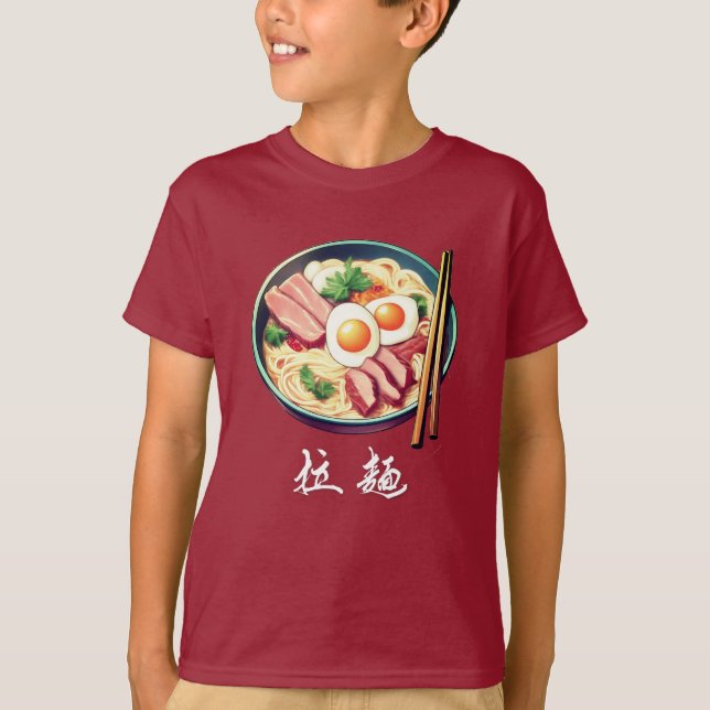 Ramen Bowl med Kanji Symbols Barn T Shirt (Framsida)